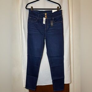 NWT Ann Taylor The Skinny Dark Blue Ankle Jeans w Multi Buttons Size sVarious